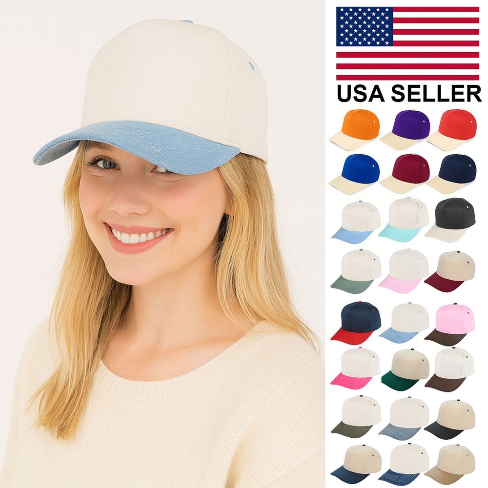C.C Women Solid Color Cotton Two Tone Canvas Trucker Hat Baseball Cap