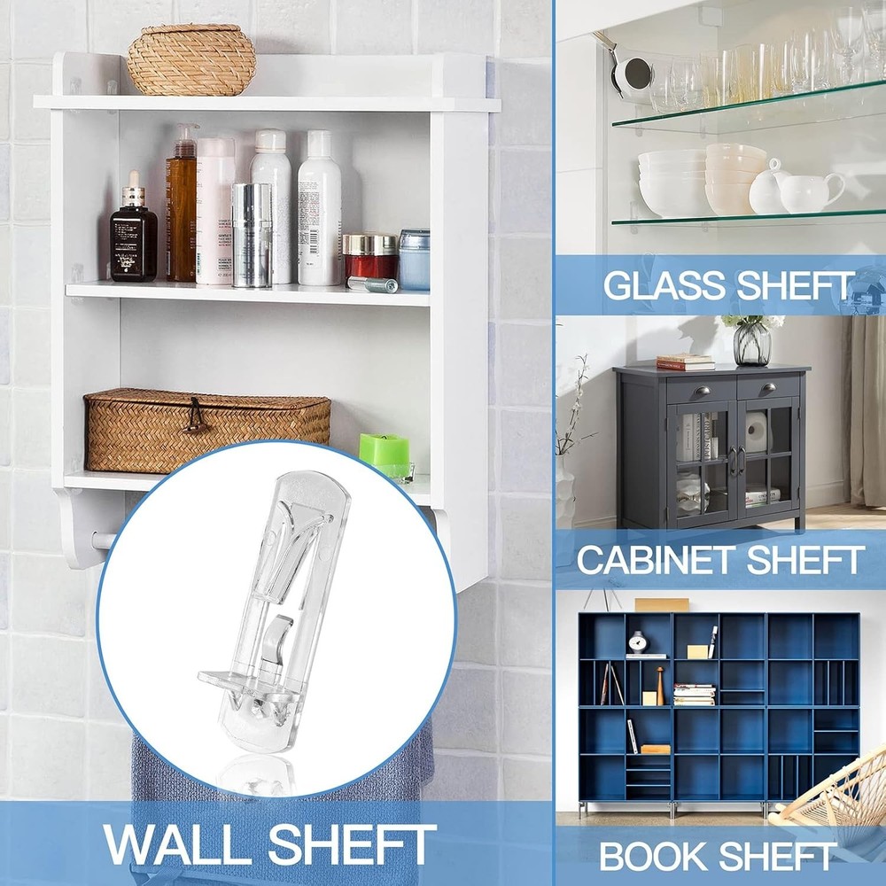 Transparent Locking Shelf Support Clips - 5mm x 3/4" Thickness Compatibility