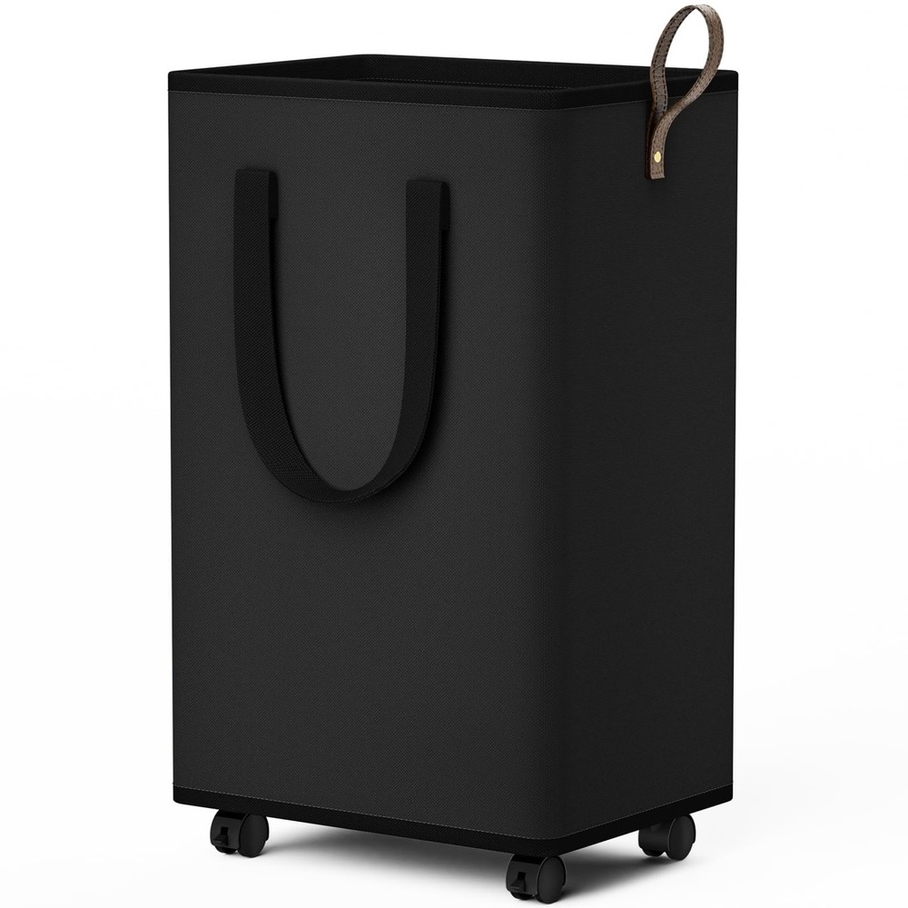 Laundry Basket With Wheels Collapsible Hamper Handles Detachable Rolling