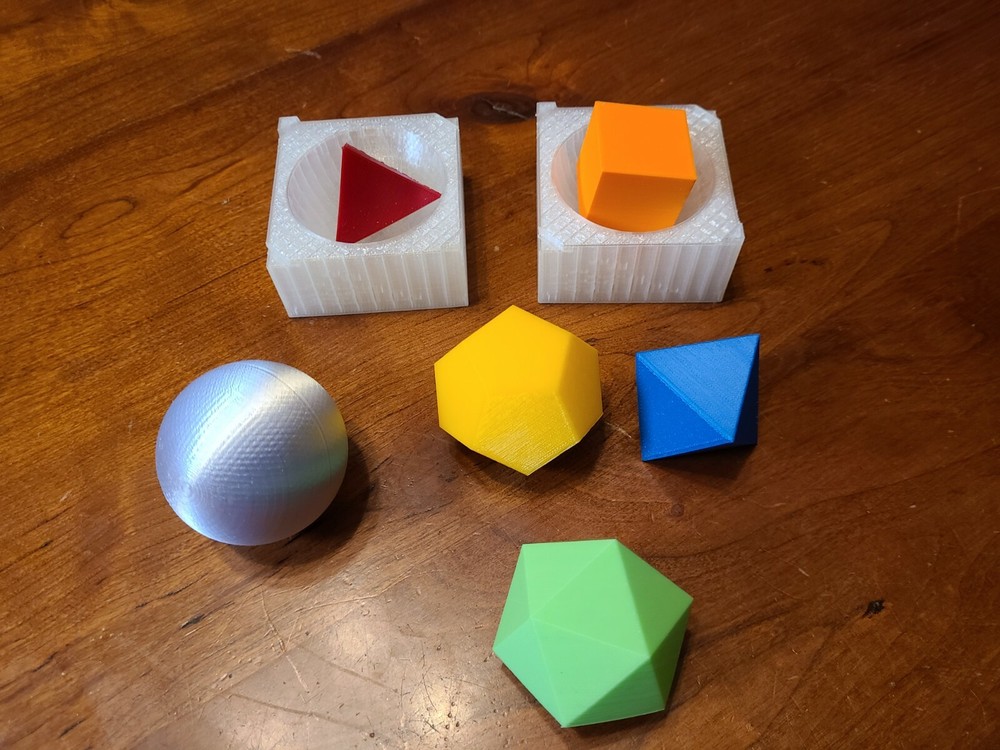 Small 3D Printed Platonic Solids with Unit Sphere