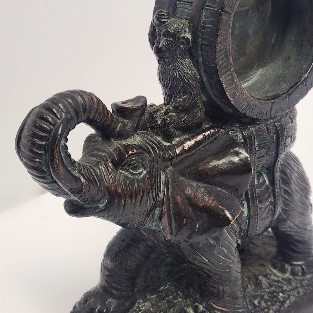 Vintage Colonial Clock Co. Elephant With Monkey without the Clock