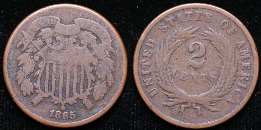 1865  Two Cent Piece