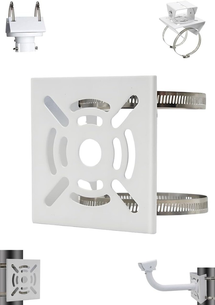 Universal Wall Mounting Bracket with 2 Loops, Vertical Pole 1 Pack, Ivory