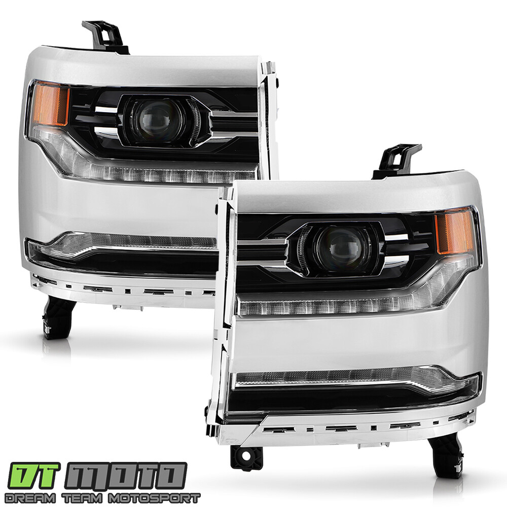 2016-2018 Chevy Silverado 1500 Chrome DRL Projector Headlights SET
