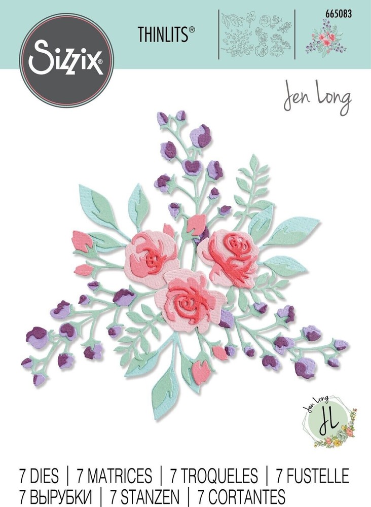 Sizzix "Floral Layers #2" by Jen Long Flower Thinlits Dies- 665083 MSRP $23
