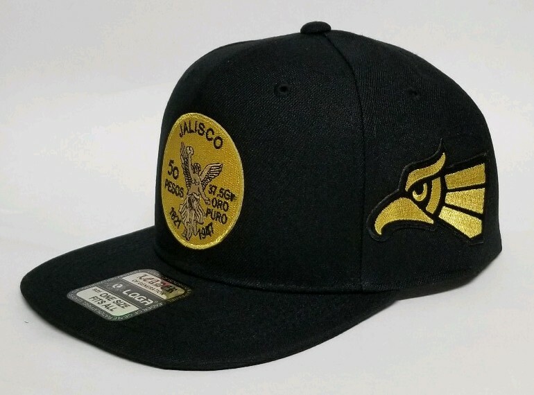 JALISCO  CENTENARIO  HAT BLACK 3LOGOS  SNAP BACK ADJUSTABL NEW