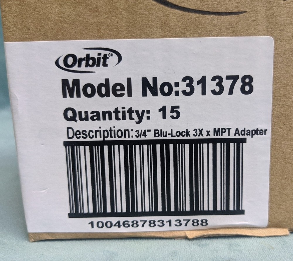 Orbit 31378 Blu-Lock Push On MPT Adapter 3/4 in" x 3/4" 15 Pack