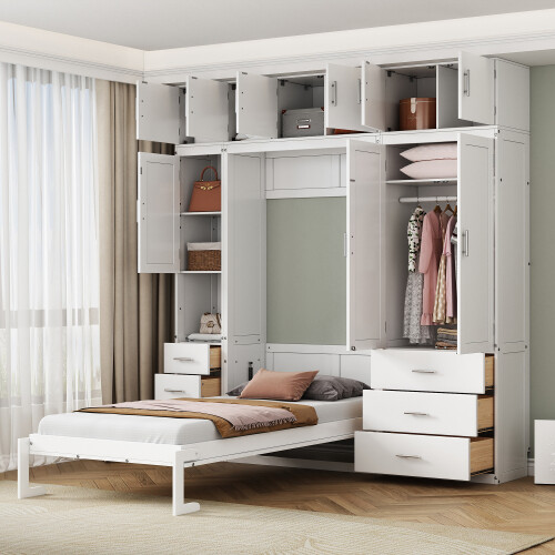Multi-Functional Murphy Wall Bed with Lockers Wardrobe Video Storage Cabinet Bed