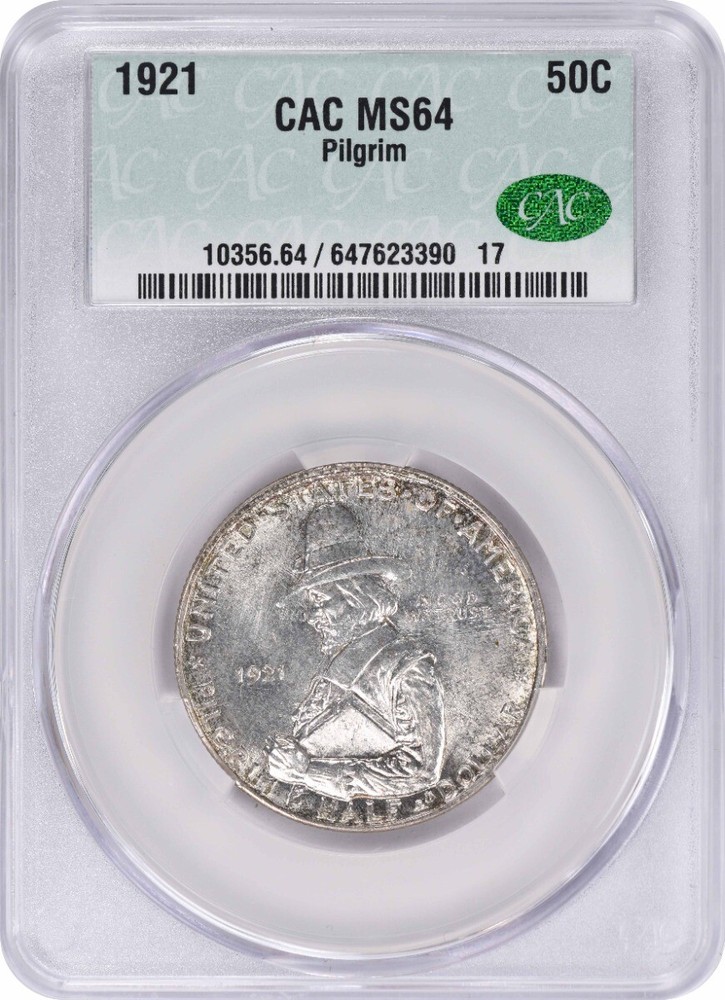 Pilgrim Commemorative Silver Half Dollar 1921 MS64 CACG