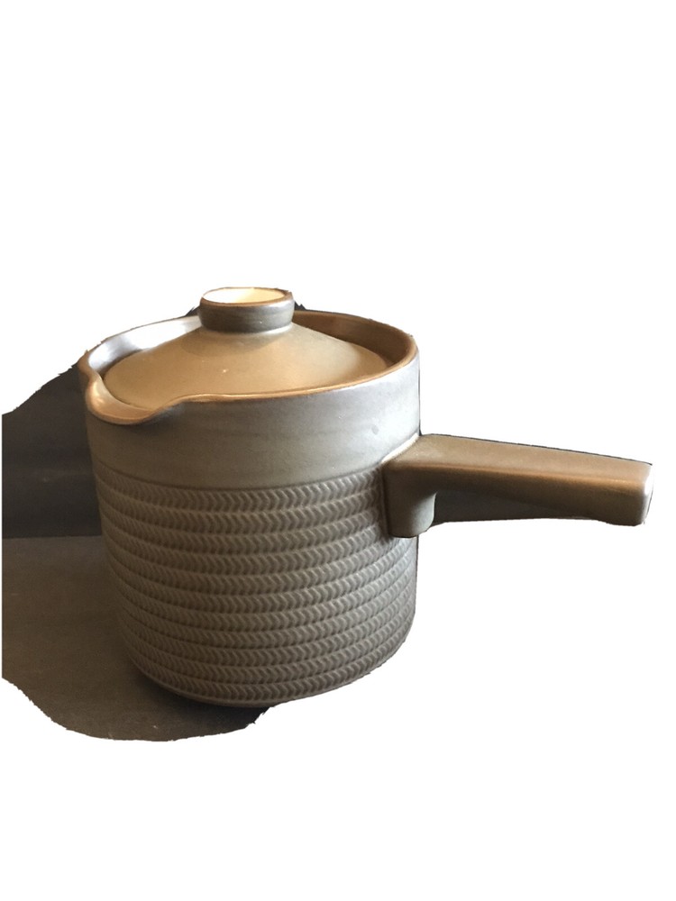 MCM Pottery Herringbone Pattern 6X6 Ceramic Saucepan? Server  29/6 Grey