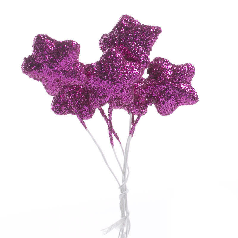 Individual Fuchsia Glittered Star Sprays