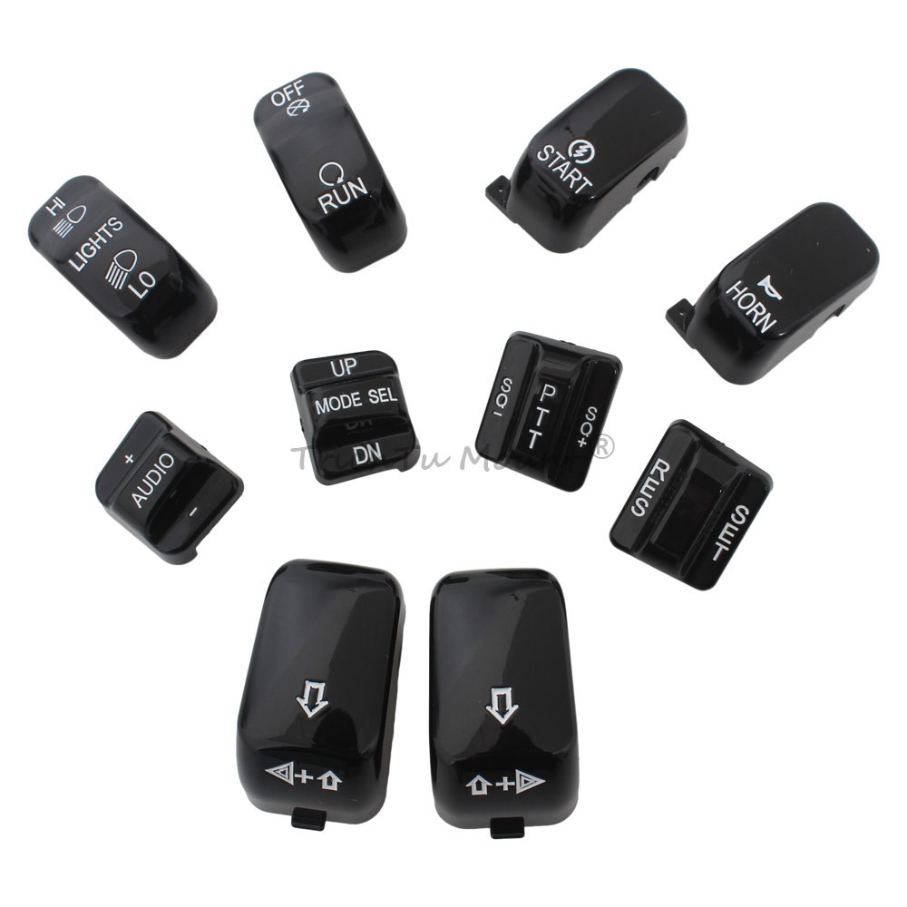 Black Hand Control Switch Button Caps For Harley Electra Glide FLHTCU 1996-2013