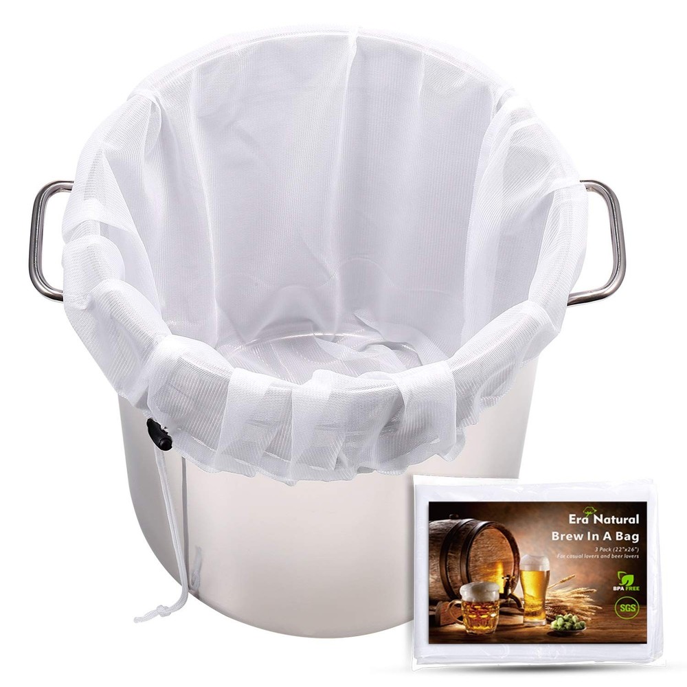 Brew Bags Reusable 3 Pack, Extra Large 26"x22" Fine Mesh Strainer Bag for Hom...