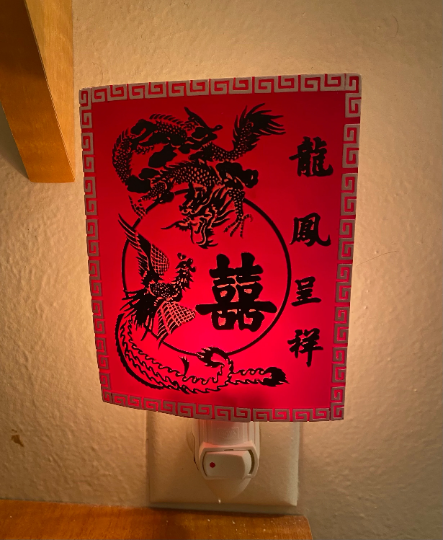 Dragon and Phoenix polyresin wall plug-in night light home decor'