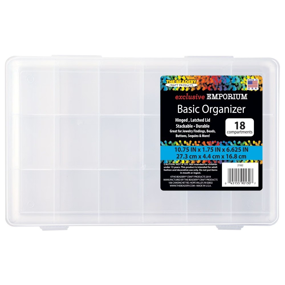 The Beadery - 18 Comp Basic Organizer Box - Clear Plastic - 2182