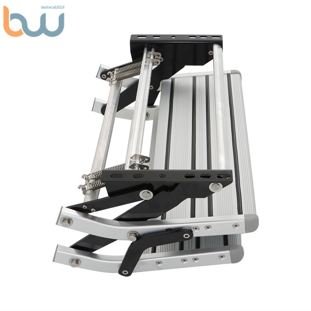 Aluminum 2 Step Pull Out Retractable RV Camper Platform Steps Stair Anti-Slip