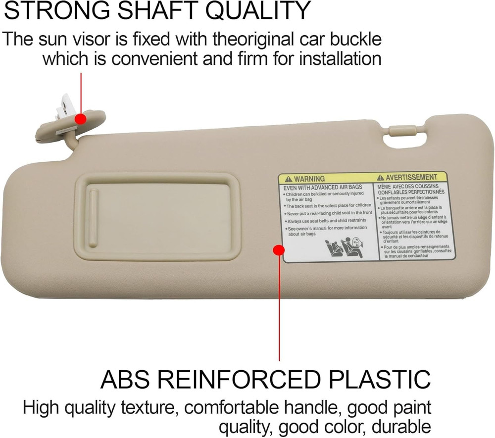 2008-2013 Toyota Highlander Front Left Driver Side Sun Visor w/ Light Beige