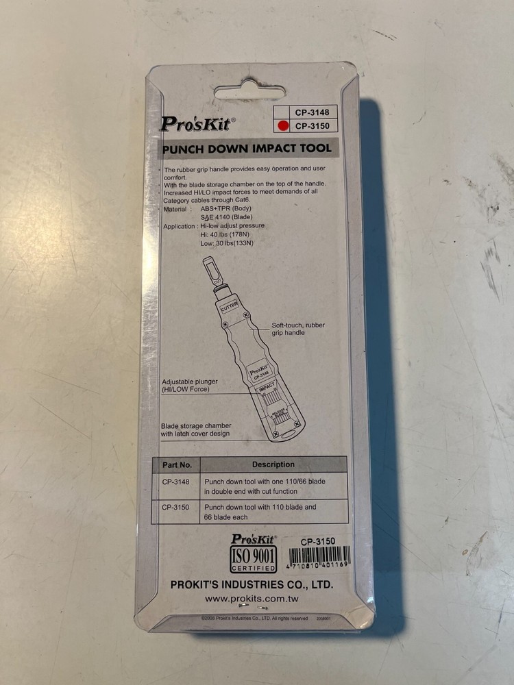 Eclipse CP-3150, Data Jacks 110 & Telco 66 Hand Punch Down Termination Tool,