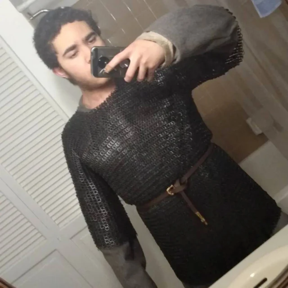 Flat Riveted With Flat Warser 10 mm Chainmail shirt Medium Size Half sleeve Larp