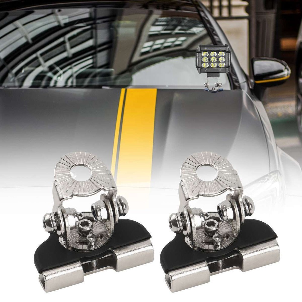 2Pcs Universal Pillar Led Work Light Bar Hood Mount Bracket Clamp Holder Offroad