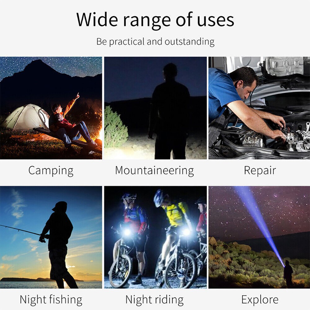 2 Pieces Rechargeable LED Flashlight Tactical Super Bright Flashlight Zoomable.
