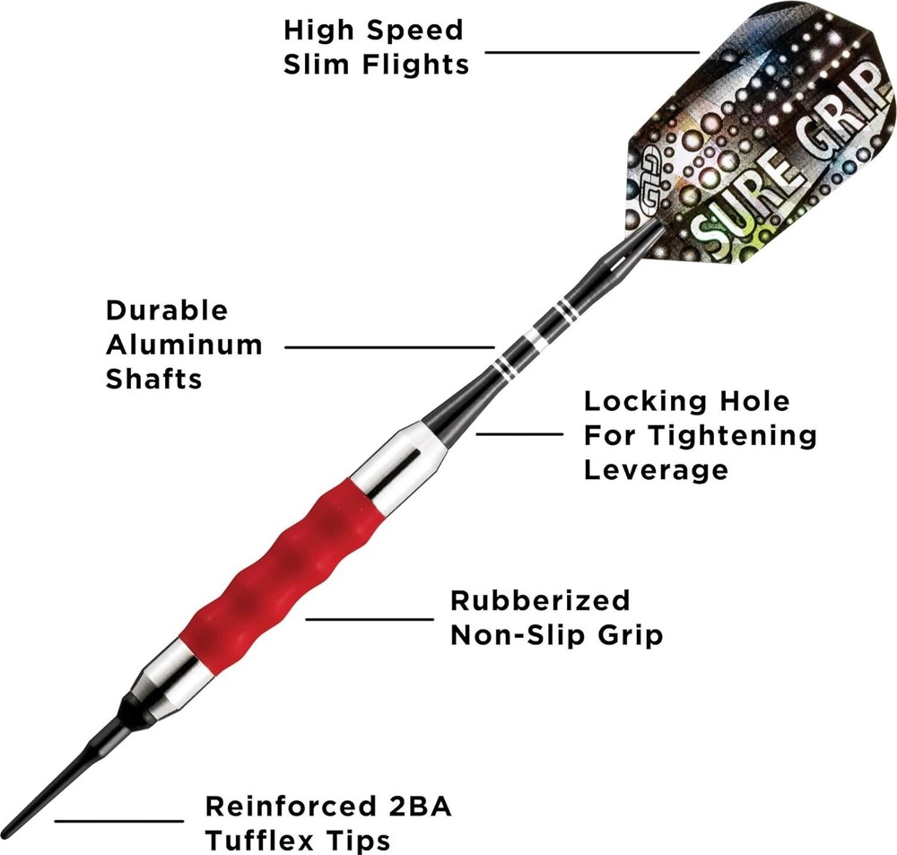 Viper Sure Grip Soft Tip Darts, Red, 18 Grams