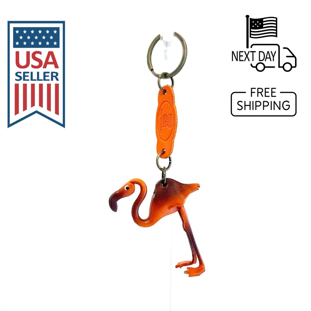 Flamingo Handmade Leather Keyring