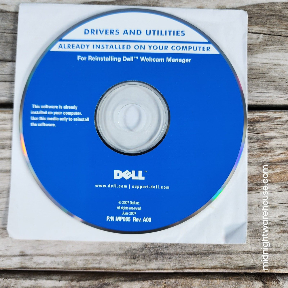 Dell Drivers and Utilities 2007 CD For Reinstalling Dell Webcam Manager MP085