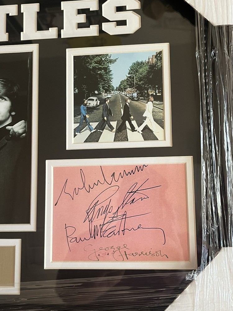 The Beatles Complete Band “fab Four” Facsimili Signed Collage