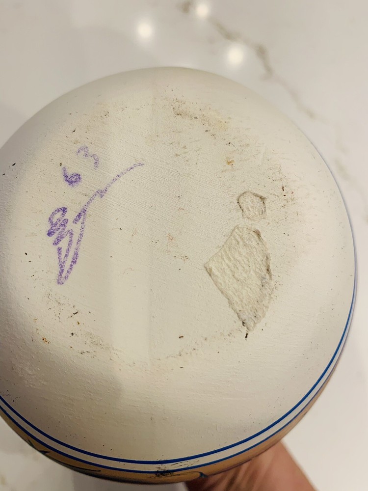Vase Mid Western Scene Bright Colored Vase Signed 63 Unknown
