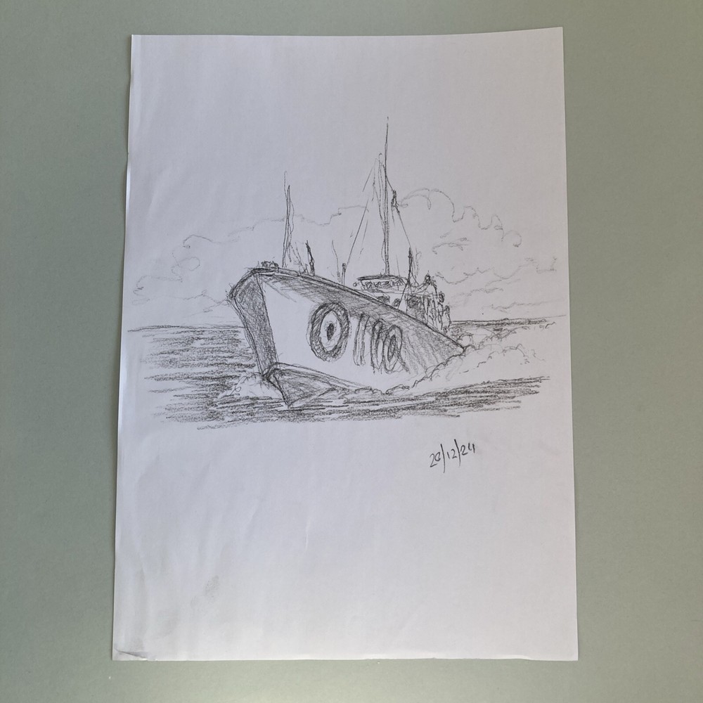 ~A4 sized Original charcoal drawing, RAF launch