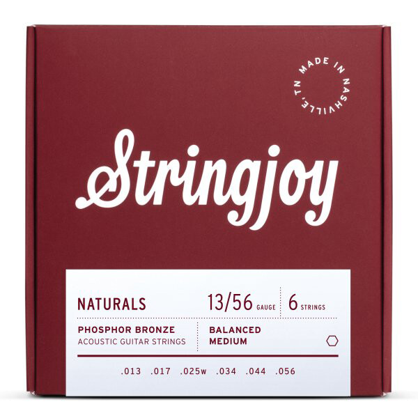 Stringjoy Naturals Phosphor Bronze Acoustic Guitar Strings - Medium 13-56