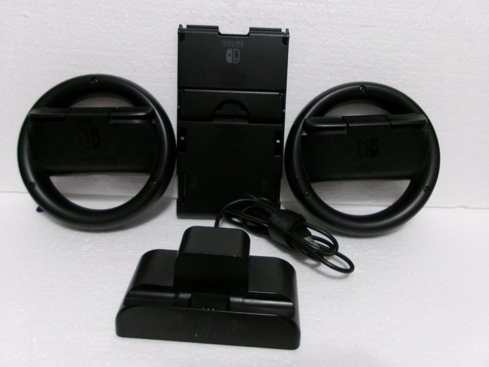 Nintendo Switch Game Accessories 2 Steering Wheels Play Stand Charging Dock Part