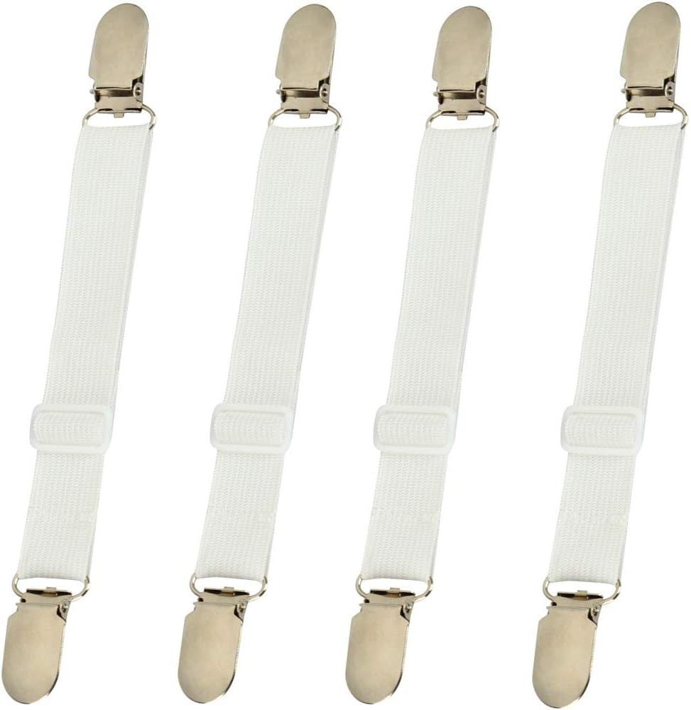 Durable Bed Sheet Holder Straps - 4 Pack Adjustable Elastic Suspender Fasteners