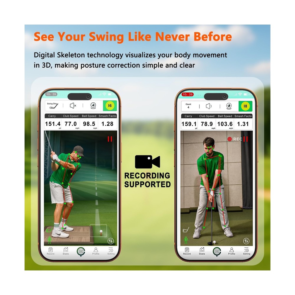 Golf Launch Monitor & Simulator: Portable Swing Analyzer for iOS/Android Phon...