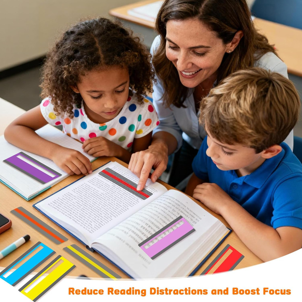 16 Pcs Guided Reading Strips with 2 Styles, Highlight/Colored Overlay Reading St