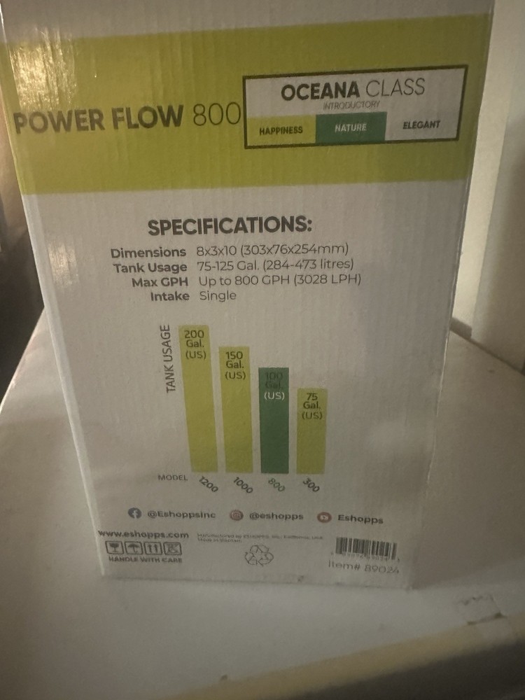 Eshopps Overflow Box PF-800 75-125 Gallons/NEW