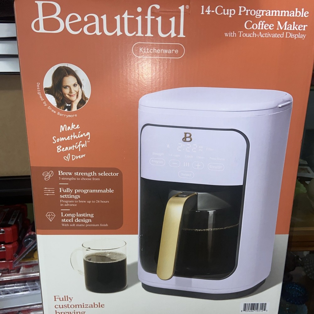 COFFEE MAKER Programmable Touchscreen Lavender 14 Cup 1200 Watt BEAUTIFUL
