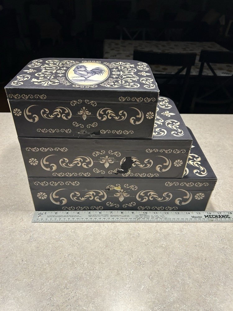 Vintage Style Nesting Stackable Decorative Cardboard Boxes 3pc