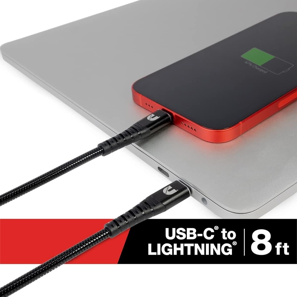 8ft Lightning to USB C Flex Cable for Apple Devices Charging