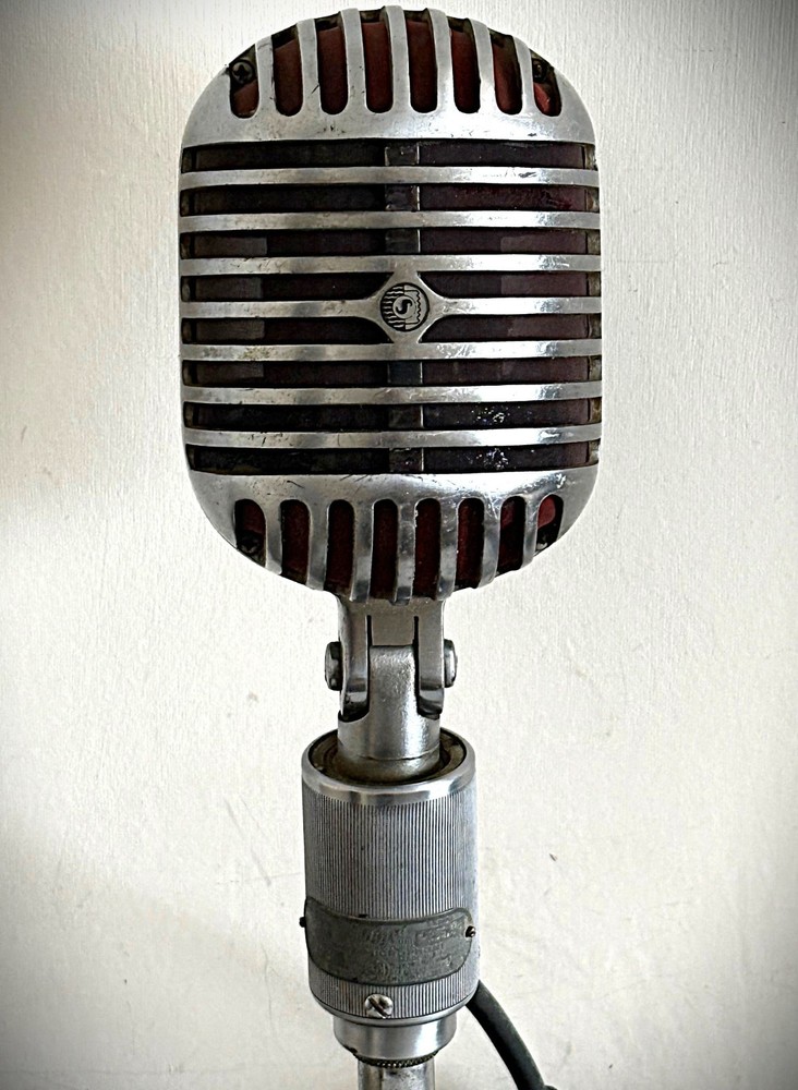 1950's Shure 556B Dynamic Microphone, working, includes adapter cable-stand-HEAR