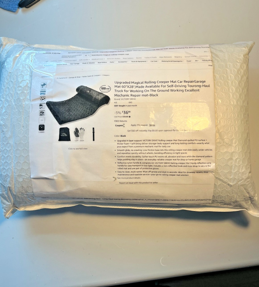 Rolling Creeper Mat for Car Repair & Garage - Missing Carry Strap