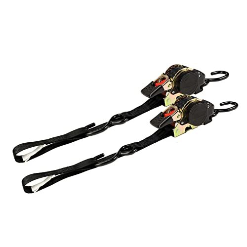2Auto Retract Ratchet Straps w/Soft Loop,  1" x 10" SELF-CONTAINED Compact Cargo
