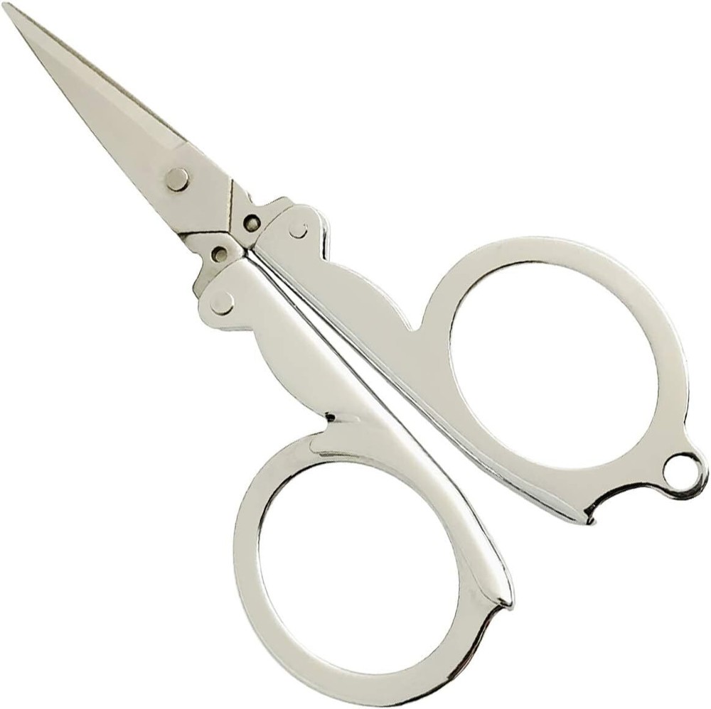 2Pcs Mini Scissors,Foldable Scissors Stainless,Travel for Can Silver