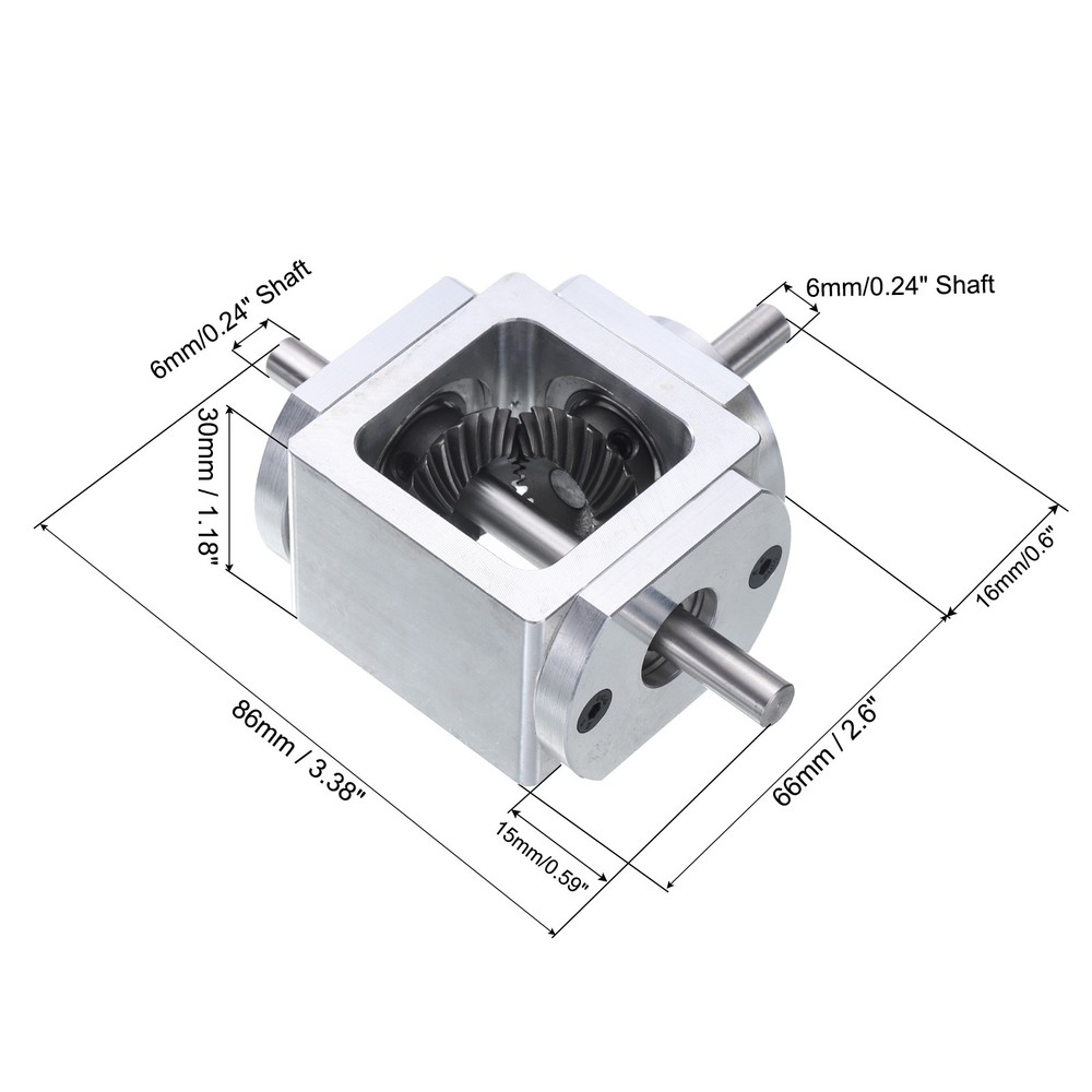 90 Degree Right Angle Bevel Gearbox Forward Double Output Shaft 3.3ft 20 Teeth