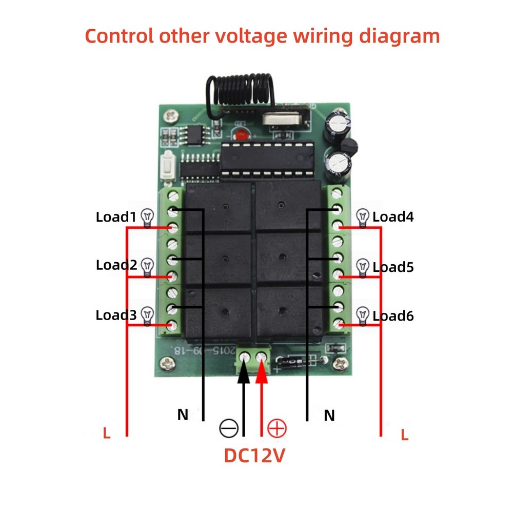 DC12V 6-Channel Relay RF Wireless Remote Control Switch Transmitter Receiver Set