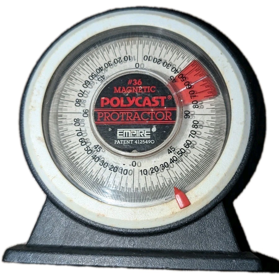 Empire Magnetic Polycast Protractor #36 GoodShape Pitch Angle Calculator Vtg