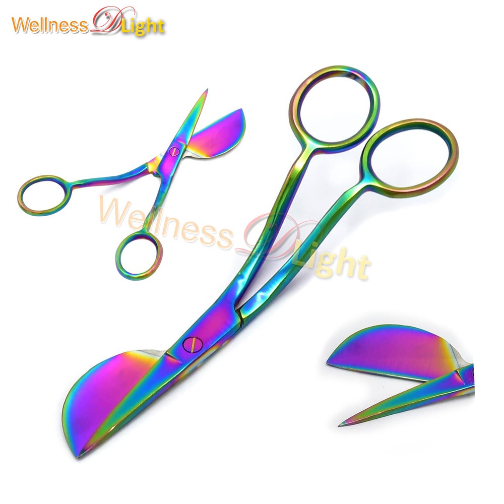 Duck Bill Knife Edge Applique Scissors 6" Multi Color Blade With Offset Handle