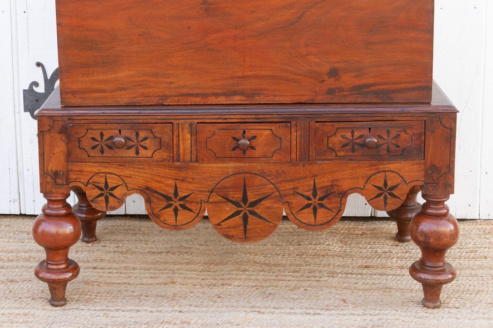 Antique Dutch Colonial Campaign Trunk on Stand