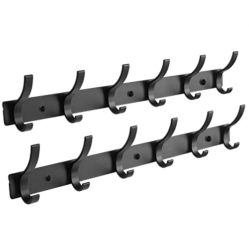 Optish Coat Rack Wall Mount, Coat Hooks Wall Mount, Wall Hooks for 2 Pack Black